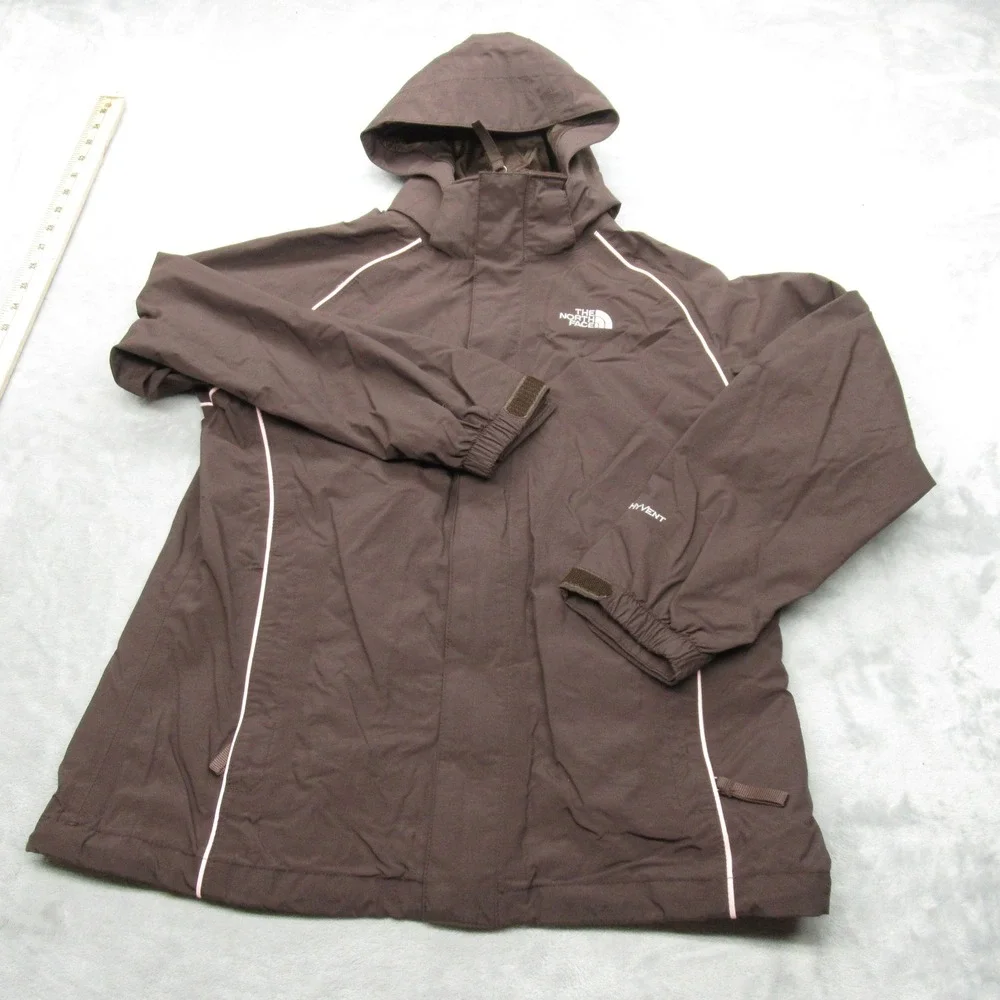 The North Face Jacket Youth Large Brown HyVent Hooded Waterproof Rain 3in1 Shell